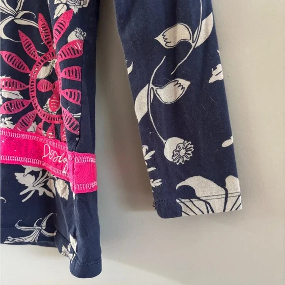 Desigual Navy and Pink Floral Long Sleeve Tee - Picture 4 of 5